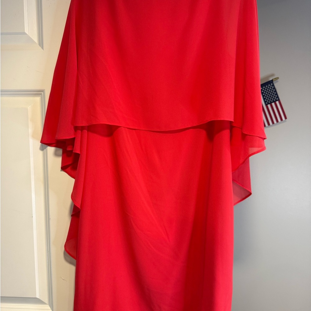 Vince Camuto Coral Asymmetrical Ruffled Cocktail Dress